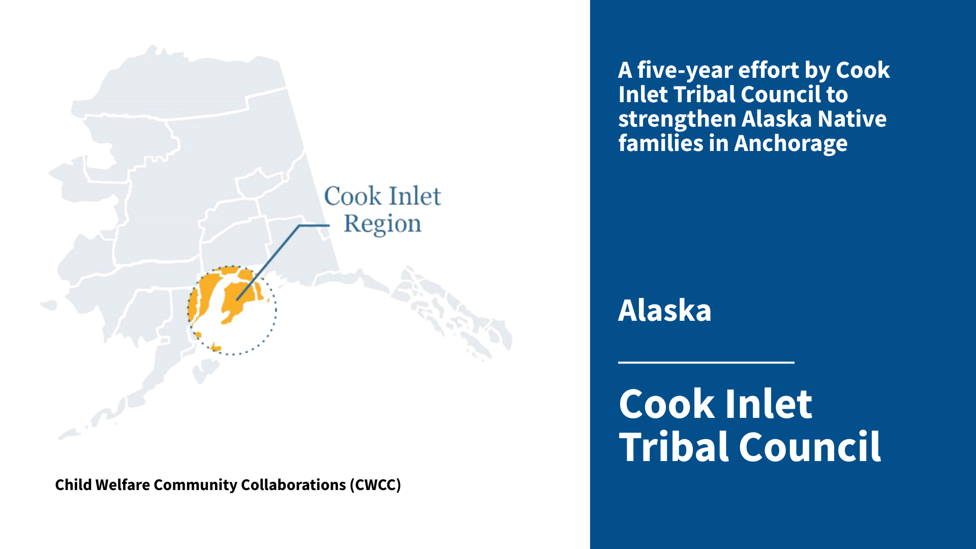 A map highlighting Cook Inlet Region located in the southern part of Alaska.