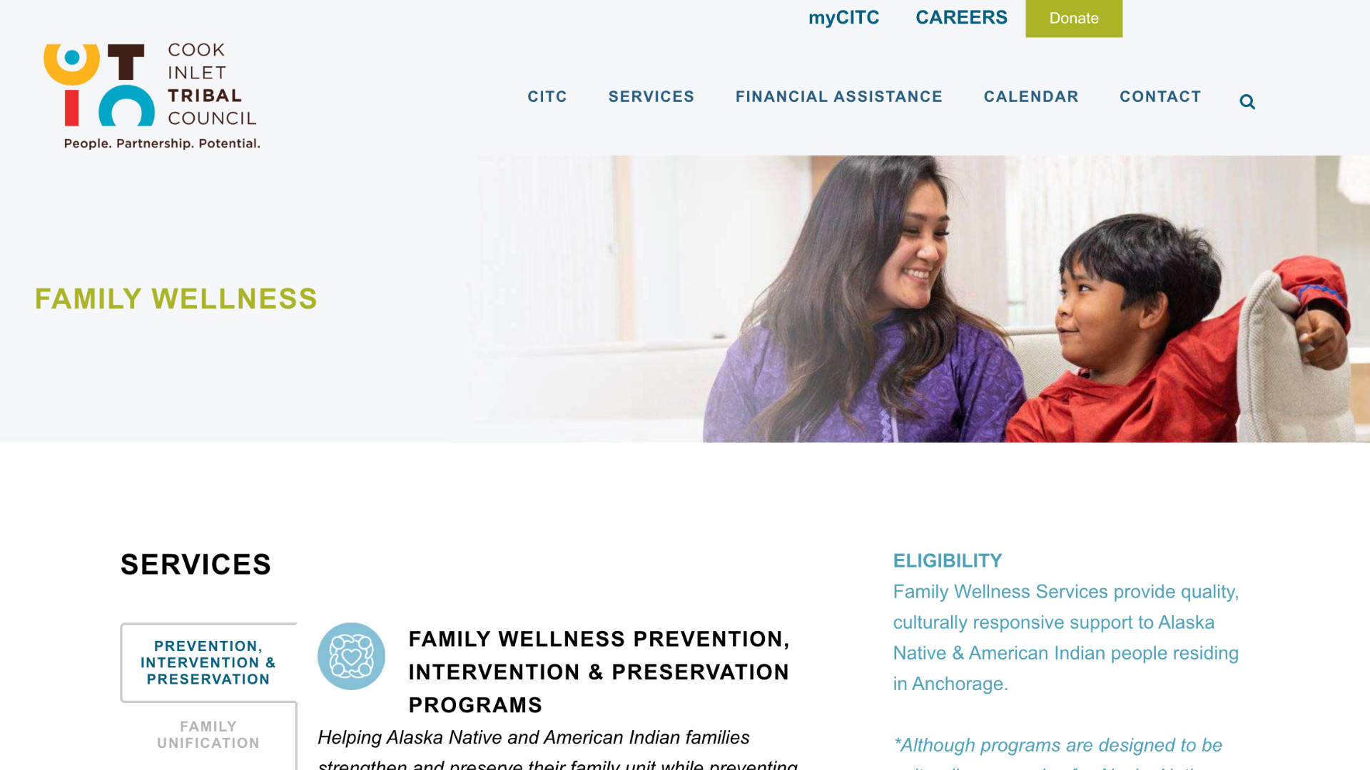 Screen Capture of the Cook Inlet Tribal Council Website